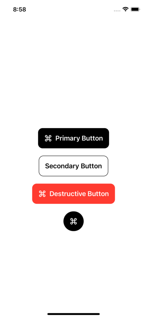 iPhone screenshot with 4 buttons displaying available button stylings